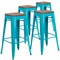Flash Furniture Teal No Back Metal Stool, 30", PK4 4-ET-BT3503-30-CB-WD-GG - alternate 2
